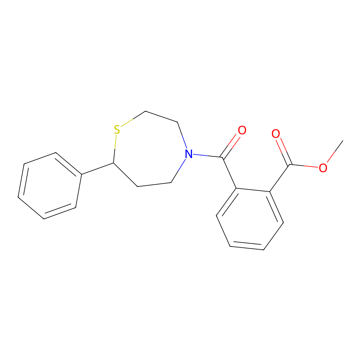 Methyl 2-(7-phenyl-1,4-thiazepane-4-carbonyl)benzoate molecular structure, CAS 1797562-18-5