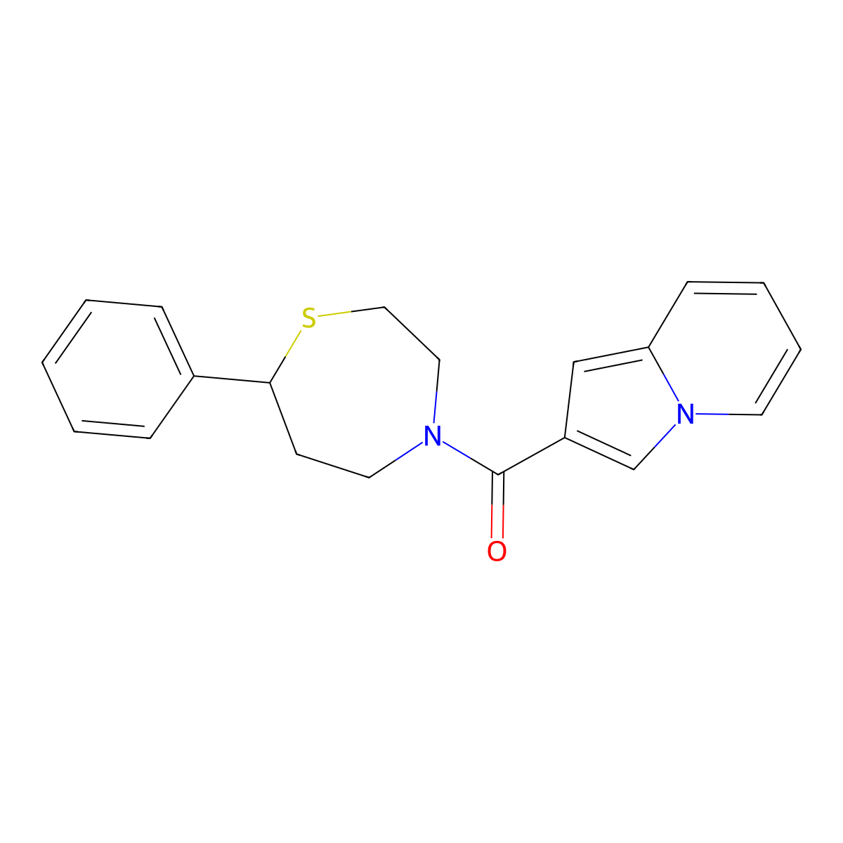 Indolizin-2-yl(7-phenyl-1,4-thiazepan-4-yl)methanone molecular structure, CAS 1797562-24-3