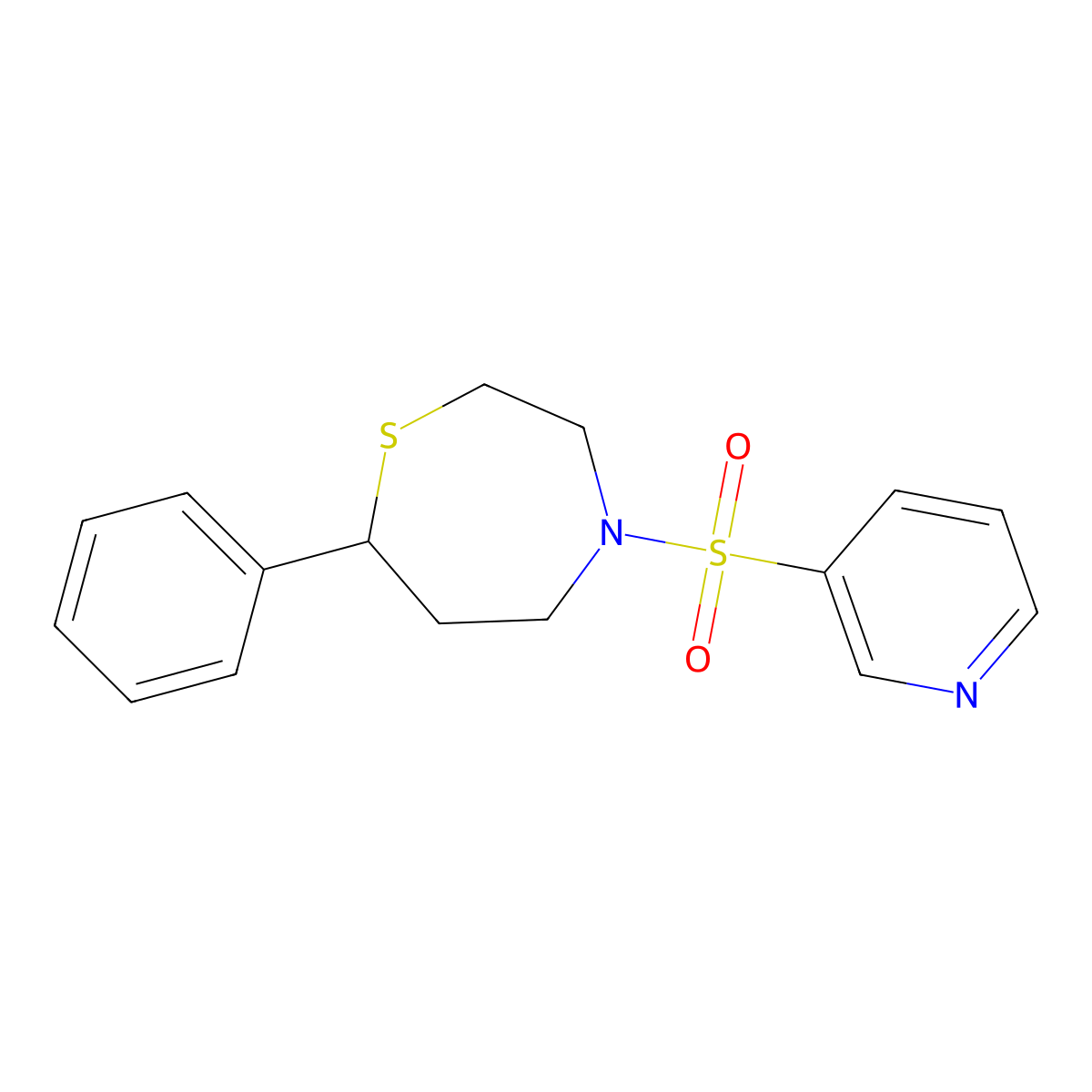 7-Phenyl-4-(pyridin-3-ylsulfonyl)-1,4-thiazepane molecular structure, CAS 1797562-39-0