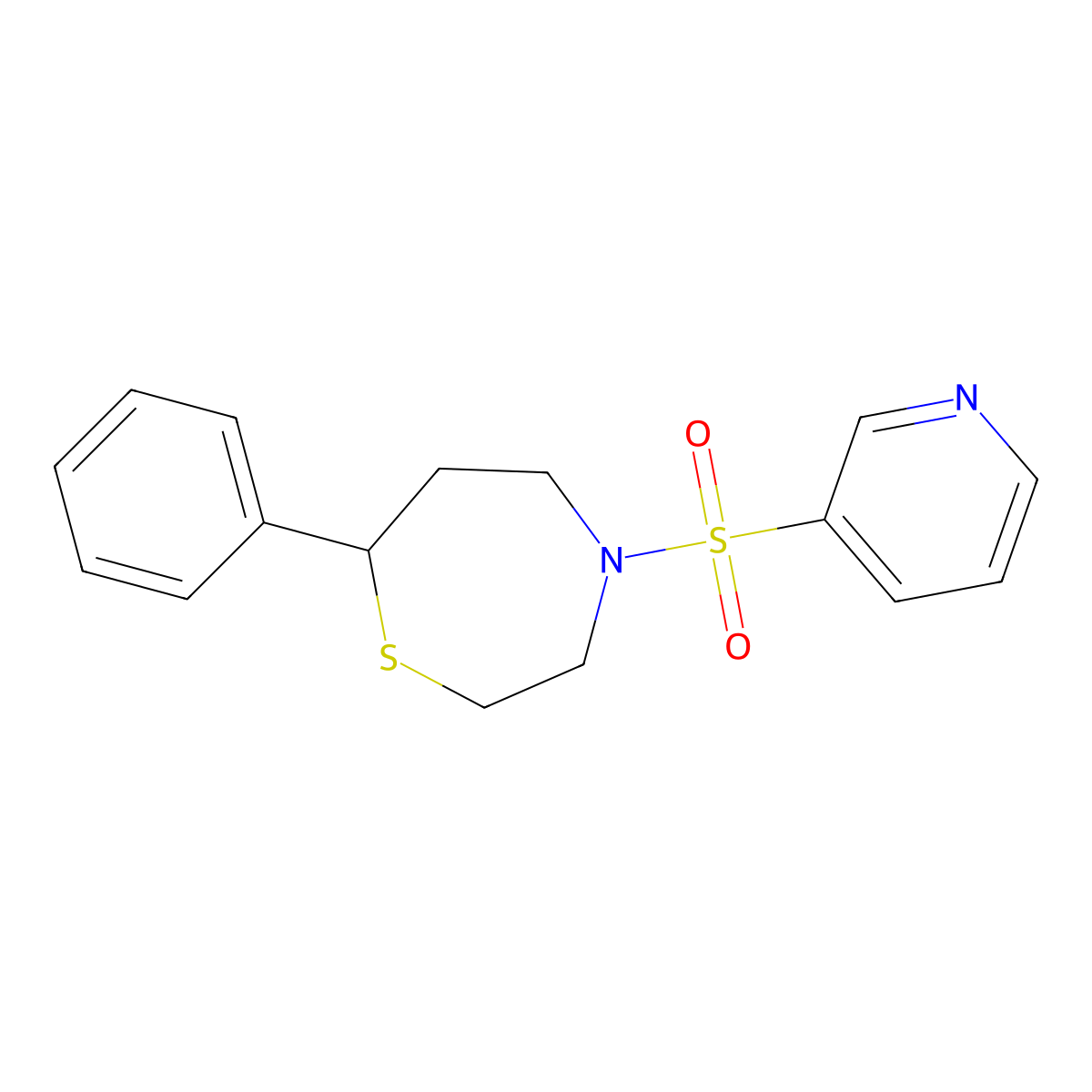 7-Phenyl-4-(pyridin-3-ylsulfonyl)-1,4-thiazepane molecular structure, CAS 1797562-39-0