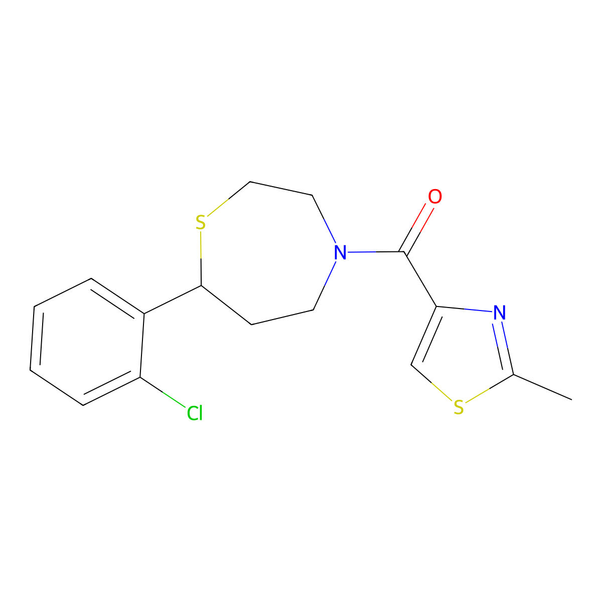 (7-(2-Chlorophenyl)-1,4-thiazepan-4-yl)(2-methylthiazol-4-yl)methanone molecular structure, CAS 1797562-50-5