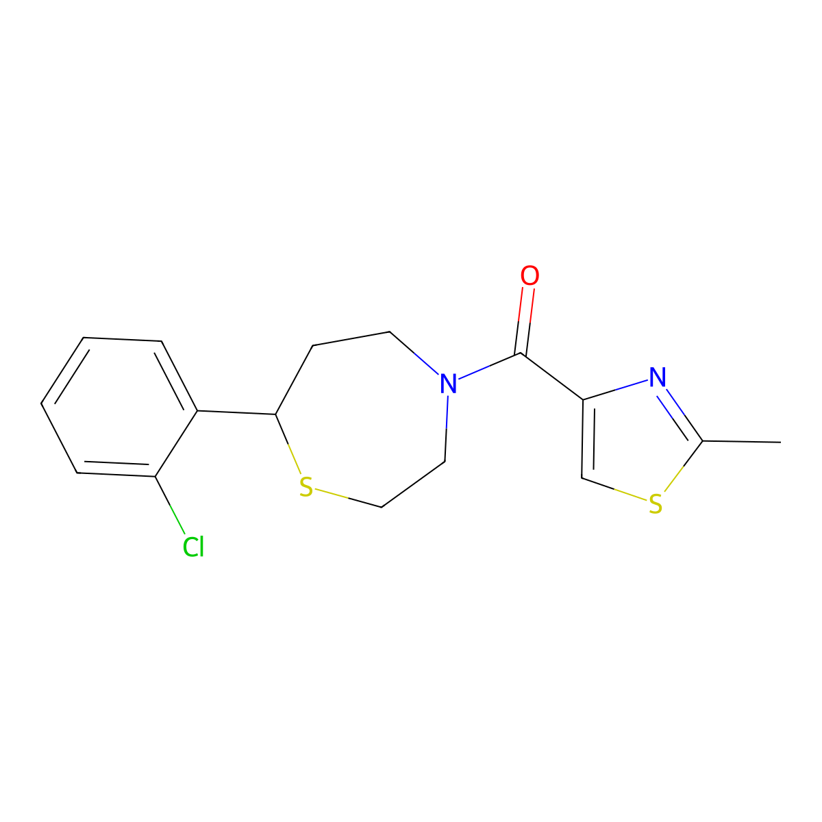 (7-(2-Chlorophenyl)-1,4-thiazepan-4-yl)(2-methylthiazol-4-yl)methanone molecular structure, CAS 1797562-50-5