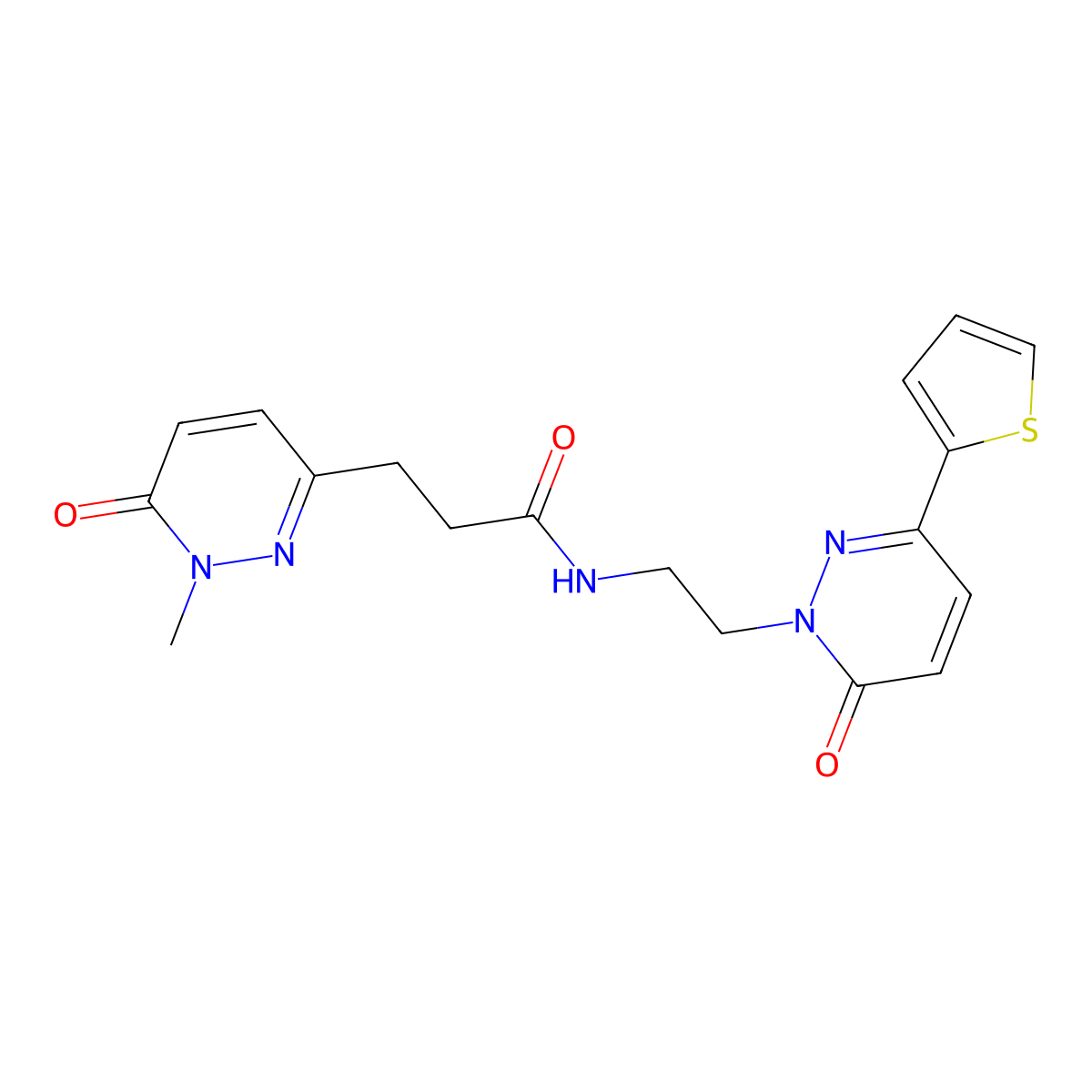 3-(1-methyl-6-oxo-1,6-dihydropyridazin-3-yl)-N-(2-(6-oxo-3-(thiophen-2-yl)pyridazin-1(6H)-yl)ethyl)propanamide molecular structure, CAS 1797562-51-6