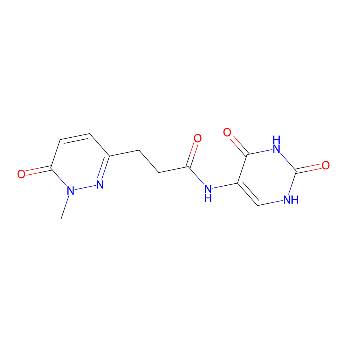 N-(2,4-dioxo-1,2,3,4-tetrahydropyrimidin-5-yl)-3-(1-methyl-6-oxo-1,6-dihydropyridazin-3-yl)propanamide molecular structure, CAS 1797562-56-1