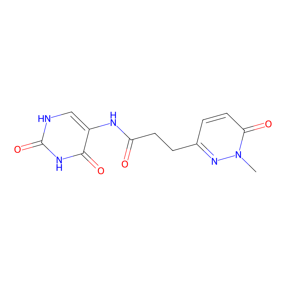 N-(2,4-dioxo-1,2,3,4-tetrahydropyrimidin-5-yl)-3-(1-methyl-6-oxo-1,6-dihydropyridazin-3-yl)propanamide molecular structure, CAS 1797562-56-1