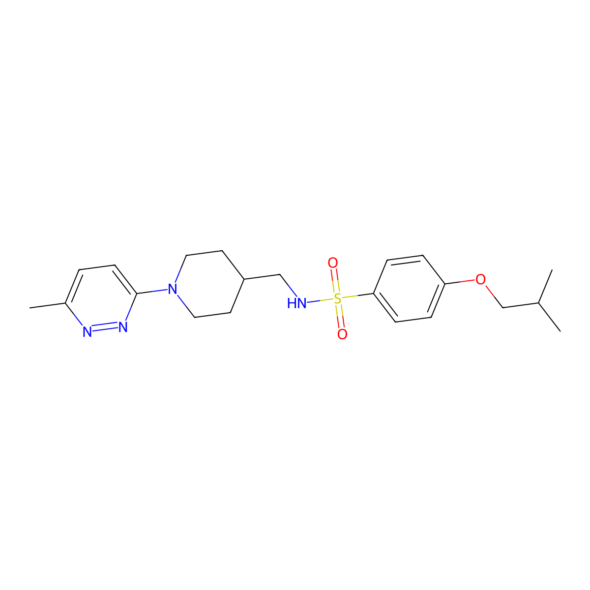 4-isobutoxy-N-((1-(6-methylpyridazin-3-yl)piperidin-4-yl)methyl)benzenesulfonamide molecular structure, CAS 1797563-32-6