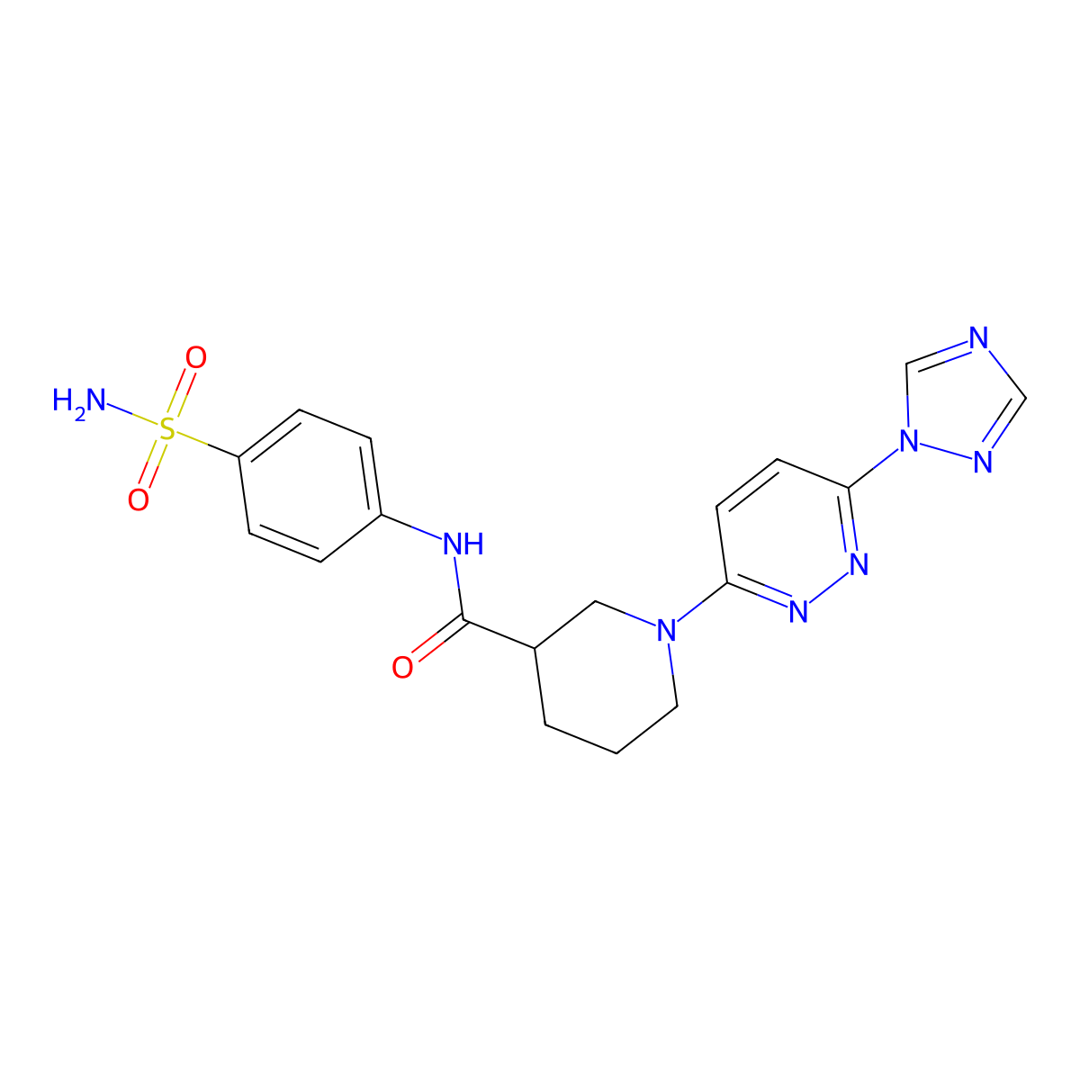 1-(6-(1H-1,2,4-triazol-1-yl)pyridazin-3-yl)-N-(4-sulfamoylphenyl)piperidine-3-carboxamide molecular structure, CAS 1797563-36-0