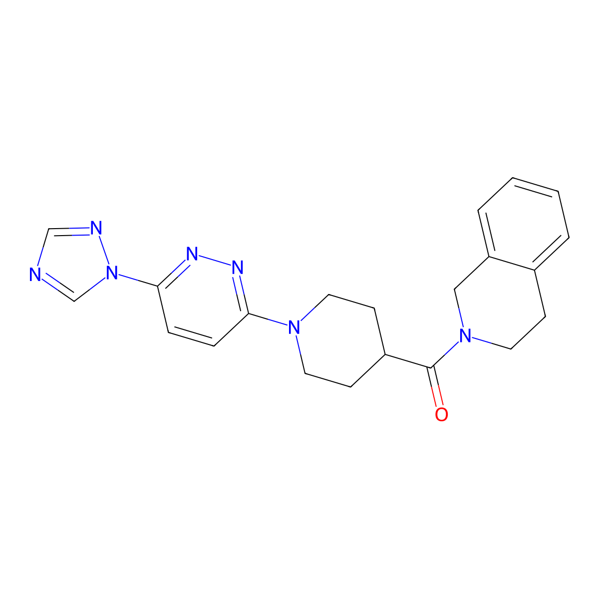 (1-(6-(1H-1,2,4-triazol-1-yl)pyridazin-3-yl)piperidin-4-yl)(3,4-dihydroisoquinolin-2(1H)-yl)methanone molecular structure, CAS 1797563-38-2