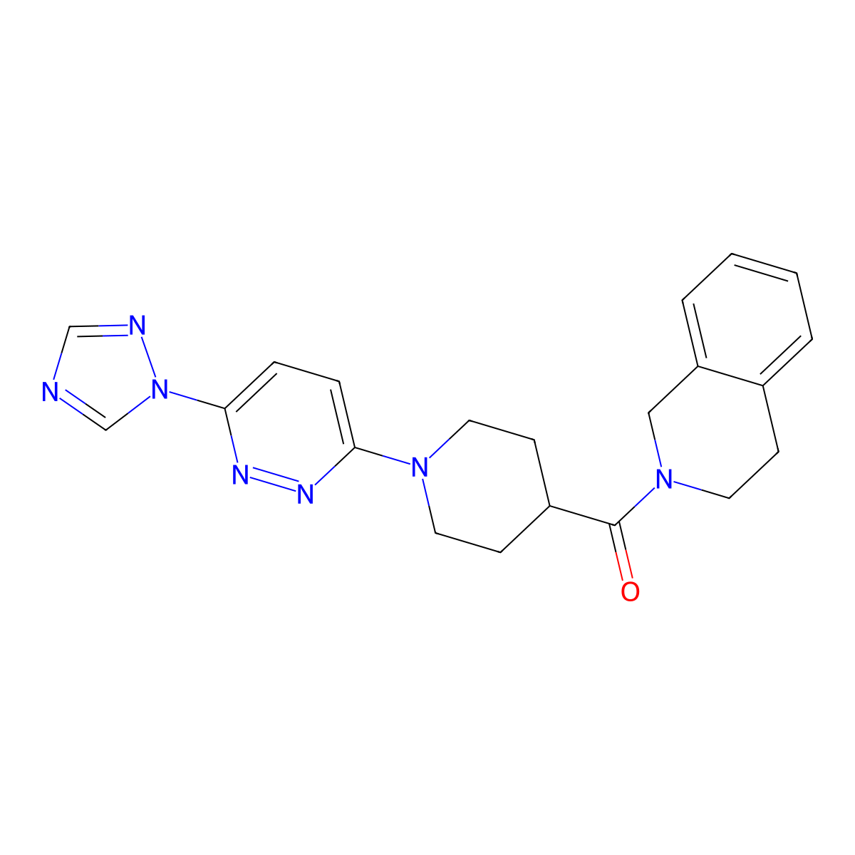 (1-(6-(1H-1,2,4-triazol-1-yl)pyridazin-3-yl)piperidin-4-yl)(3,4-dihydroisoquinolin-2(1H)-yl)methanone molecular structure, CAS 1797563-38-2