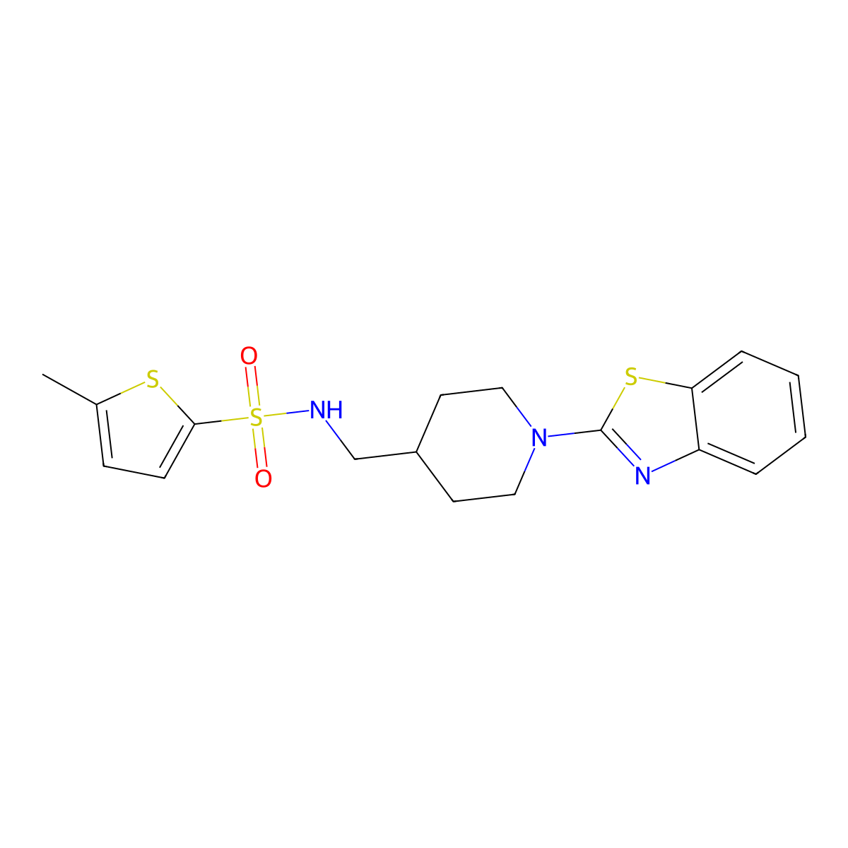 N-((1-(benzo[d]thiazol-2-yl)piperidin-4-yl)methyl)-5-methylthiophene-2-sulfonamide molecular structure, CAS 1797563-44-0