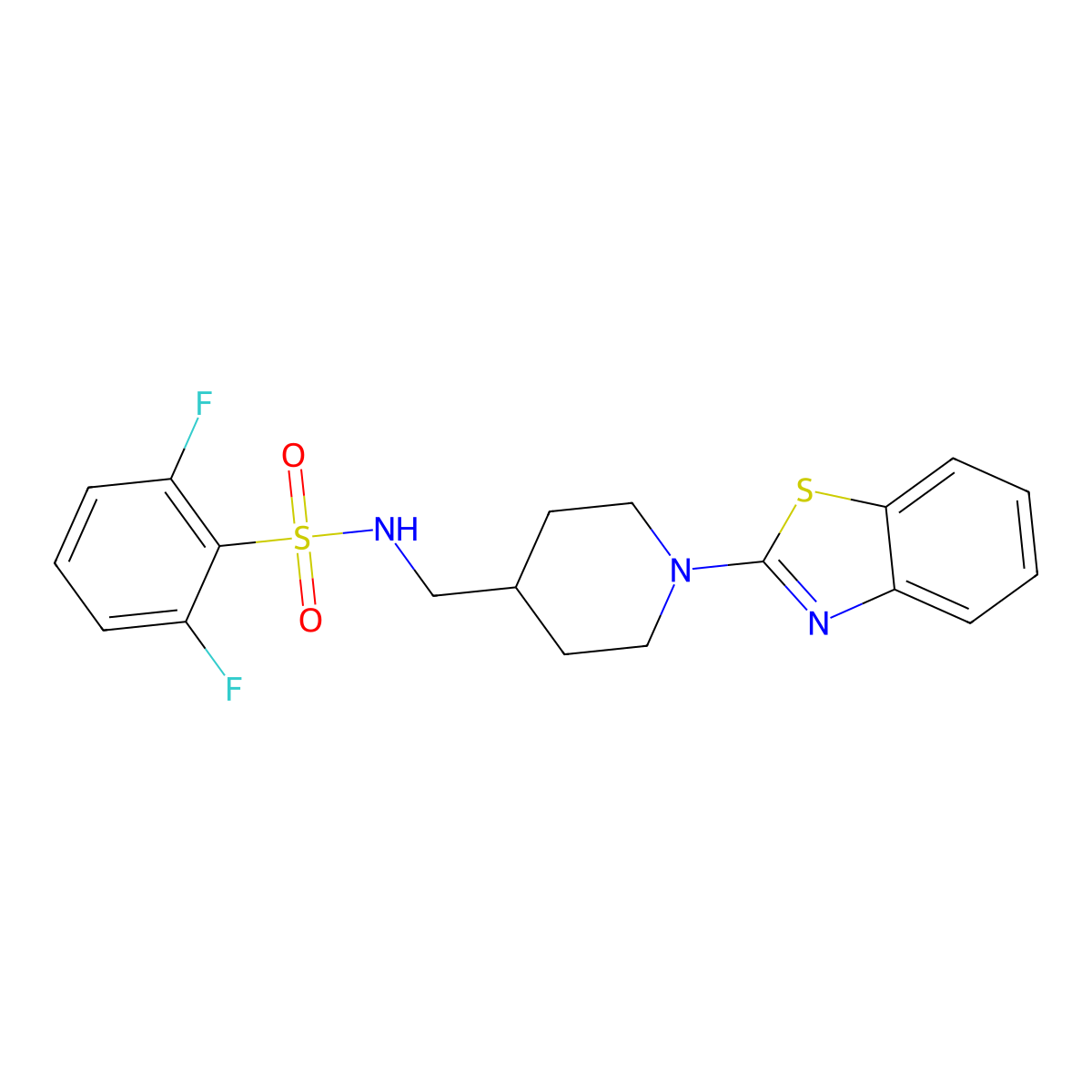 N-((1-(benzo[d]thiazol-2-yl)piperidin-4-yl)methyl)-2,6-difluorobenzenesulfonamide molecular structure, CAS 1797563-54-2