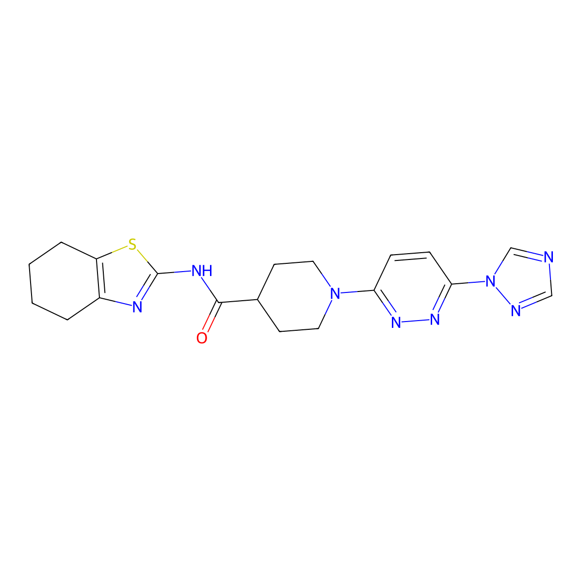 1-(6-(1H-1,2,4-triazol-1-yl)pyridazin-3-yl)-N-(4,5,6,7-tetrahydrobenzo[d]thiazol-2-yl)piperidine-4-carboxamide molecular structure, CAS 1797563-56-4