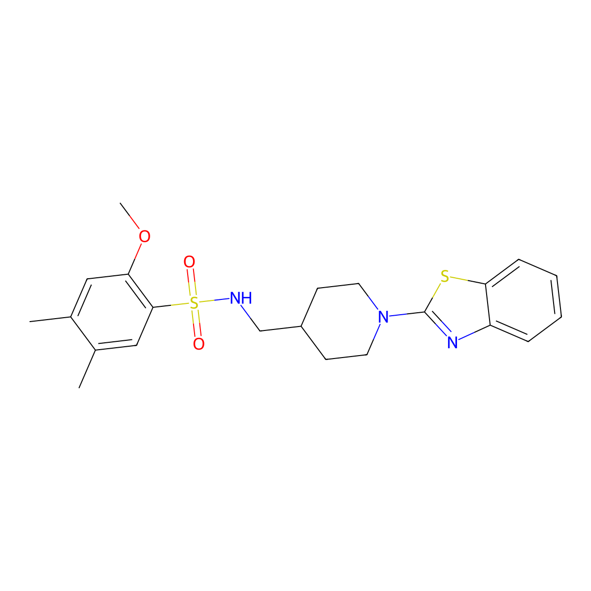 N-((1-(benzo[d]thiazol-2-yl)piperidin-4-yl)methyl)-2-methoxy-4,5-dimethylbenzenesulfonamide molecular structure, CAS 1797563-70-2