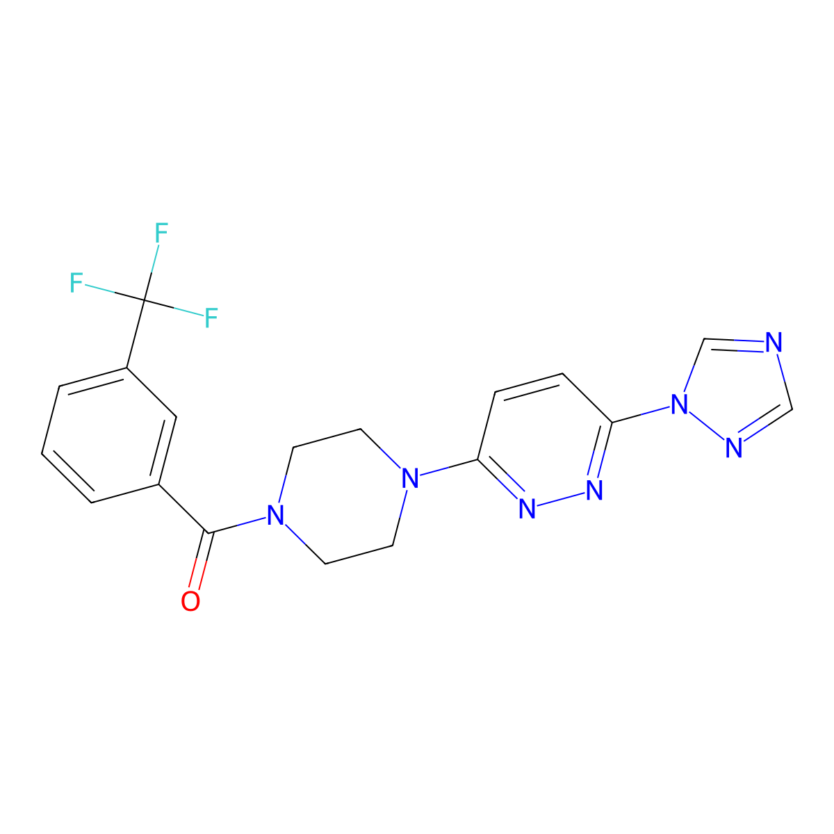 (4-(6-(1H-1,2,4-triazol-1-yl)pyridazin-3-yl)piperazin-1-yl)(3-(trifluoromethyl)phenyl)methanone molecular structure, CAS 1797563-76-8
