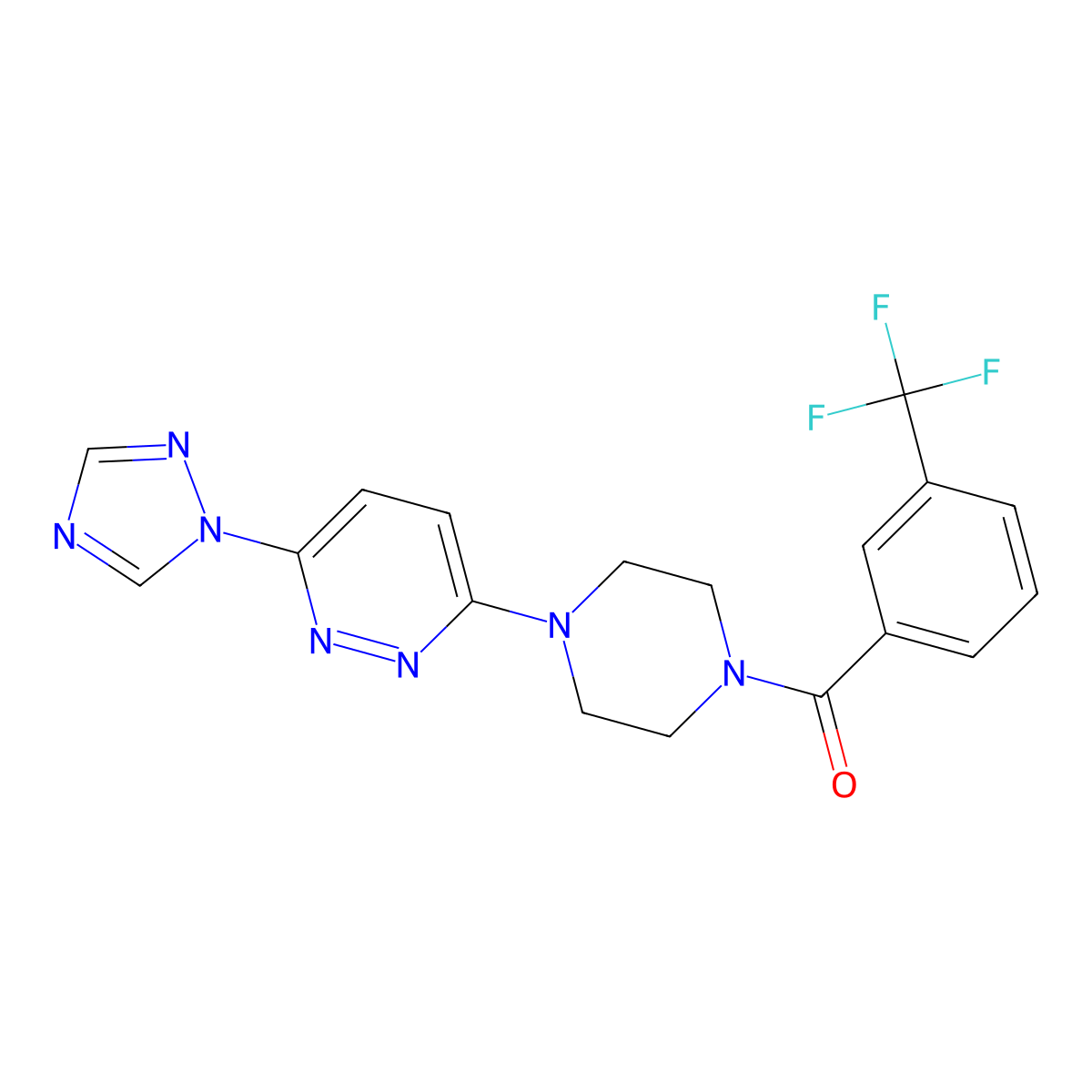 (4-(6-(1H-1,2,4-triazol-1-yl)pyridazin-3-yl)piperazin-1-yl)(3-(trifluoromethyl)phenyl)methanone molecular structure, CAS 1797563-76-8