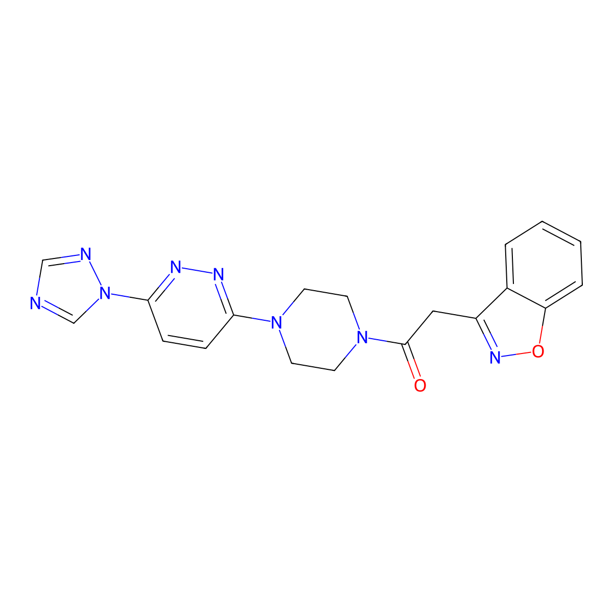 1-(4-(6-(1H-1,2,4-triazol-1-yl)pyridazin-3-yl)piperazin-1-yl)-2-(benzo[d]isoxazol-3-yl)ethanone molecular structure, CAS 1797564-39-6