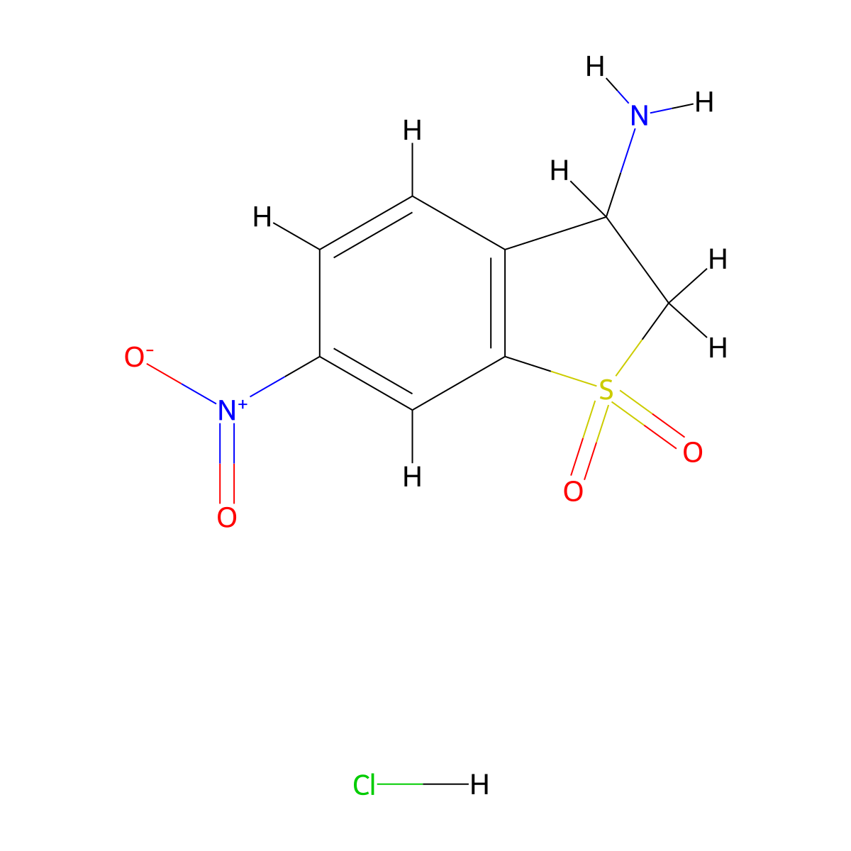 3-Amino-6-nitro-2,3-dihydro-1lambda6-benzothiophene-1,1-dione hydrochloride molecular structure, CAS 1797564-61-4