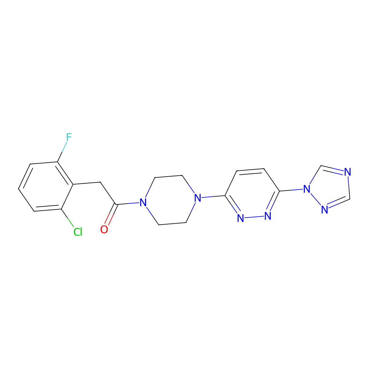 1-(4-(6-(1H-1,2,4-triazol-1-yl)pyridazin-3-yl)piperazin-1-yl)-2-(2-chloro-6-fluorophenyl)ethanone molecular structure, CAS 1797564-79-4