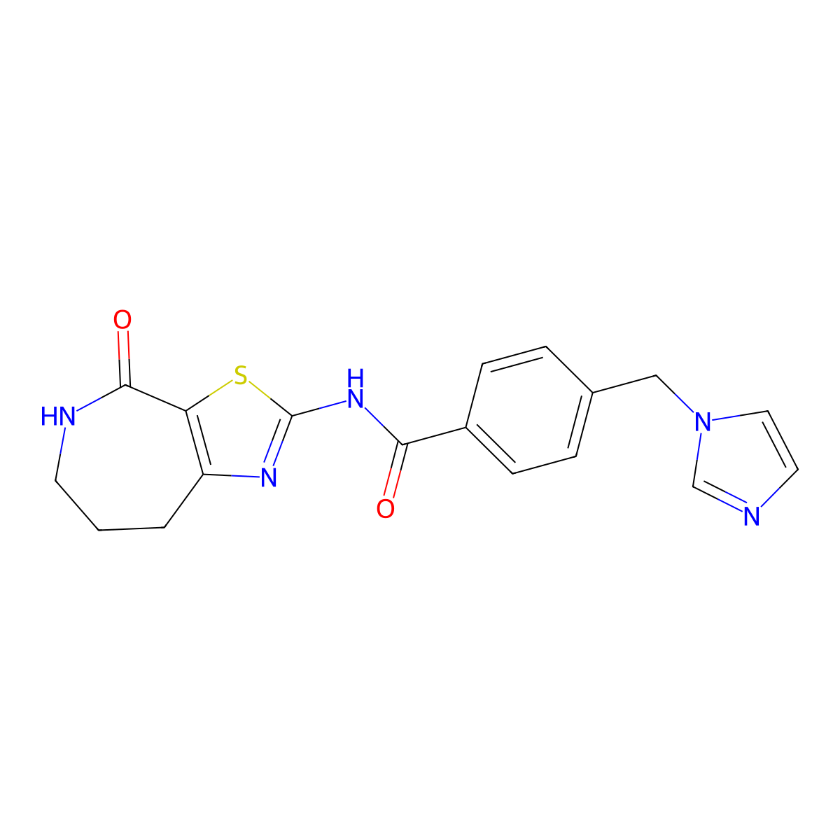 4-((1H-imidazol-1-yl)methyl)-N-(4-oxo-5,6,7,8-tetrahydro-4H-thiazolo[5,4-c]azepin-2-yl)benzamide molecular structure, CAS 1797565-47-9