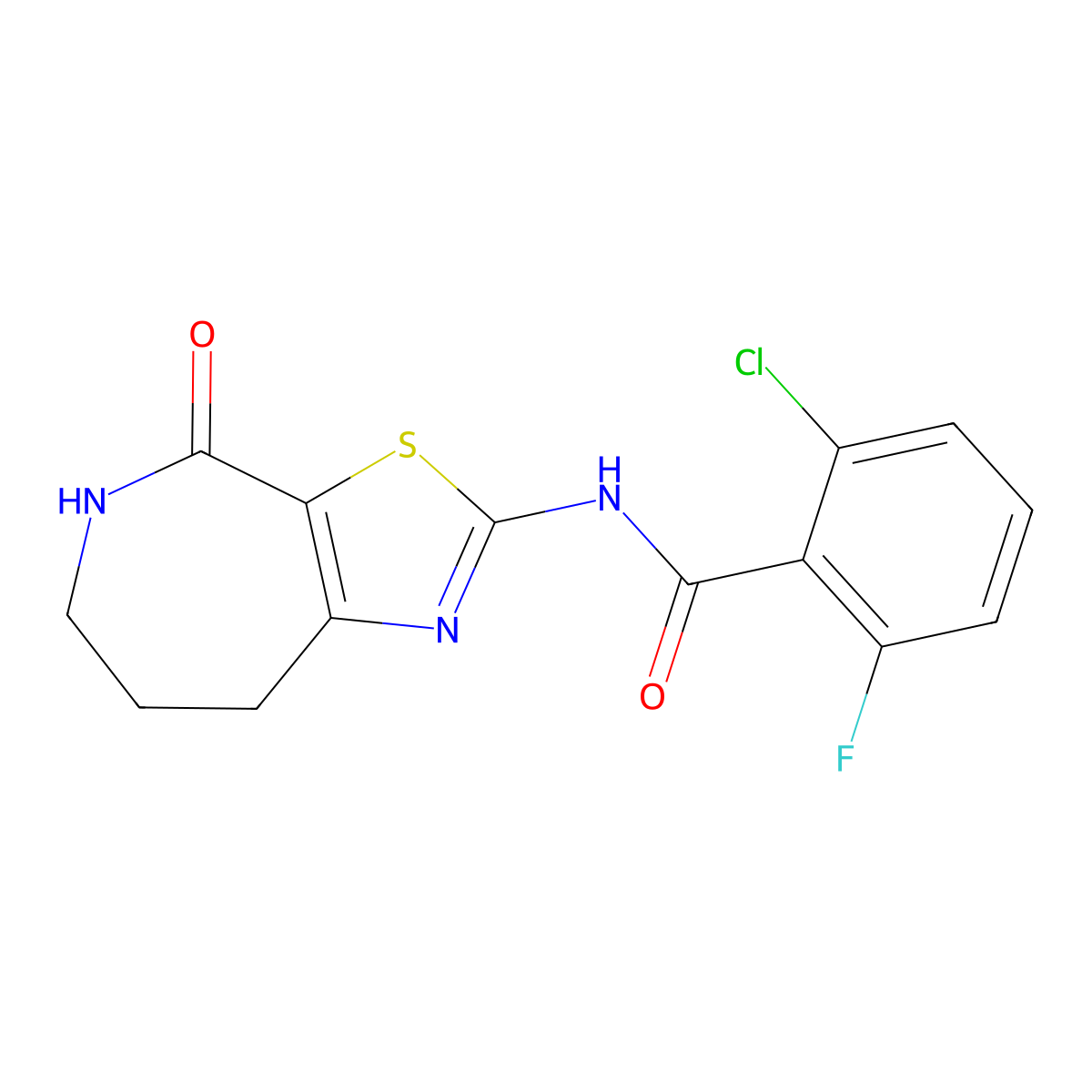2-chloro-6-fluoro-N-(4-oxo-5,6,7,8-tetrahydro-4H-thiazolo[5,4-c]azepin-2-yl)benzamide molecular structure, CAS 1797565-69-5