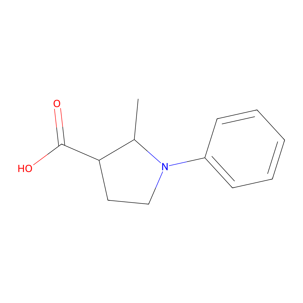 2-Methyl-1-phenylpyrrolidine-3-carboxylic acid molecular structure, CAS 1797567-32-8