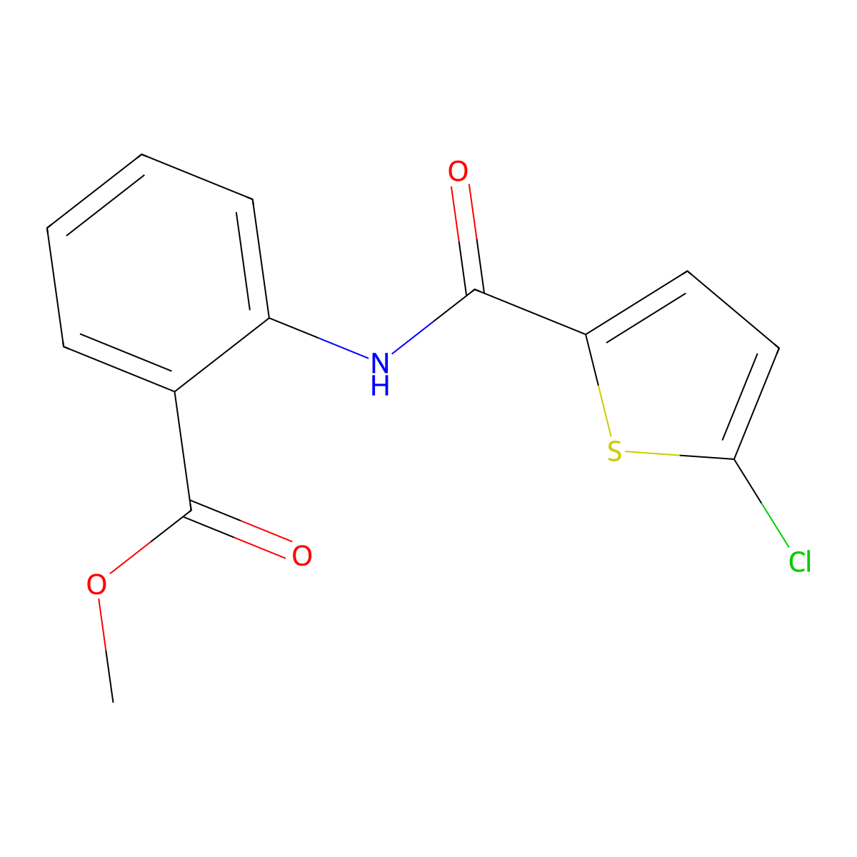 Methyl 2-{[(5-chloro-2-thienyl)carbonyl]amino}benzoate molecular structure, CAS 179757-09-6