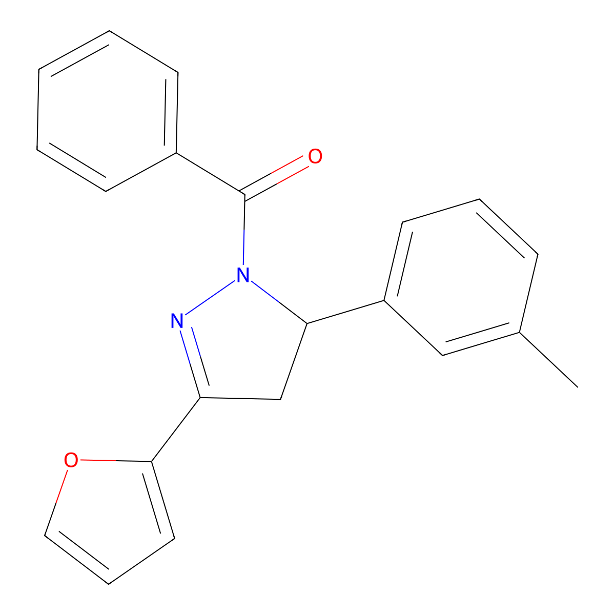 1-benzoyl-3-(furan-2-yl)-5-(3-methylphenyl)-4,5-dihydro-1H-pyrazole molecular structure, CAS 1797570-39-8