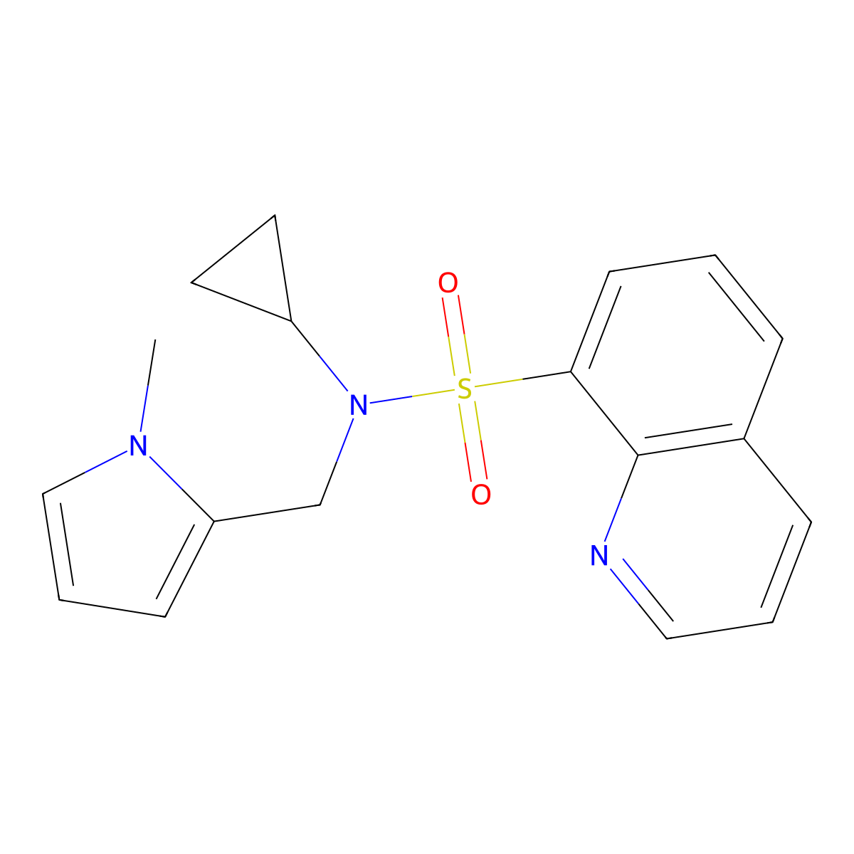 N-cyclopropyl-N-[(1-methyl-1H-pyrrol-2-yl)methyl]quinoline-8-sulfonamide molecular structure, CAS 1797570-71-8