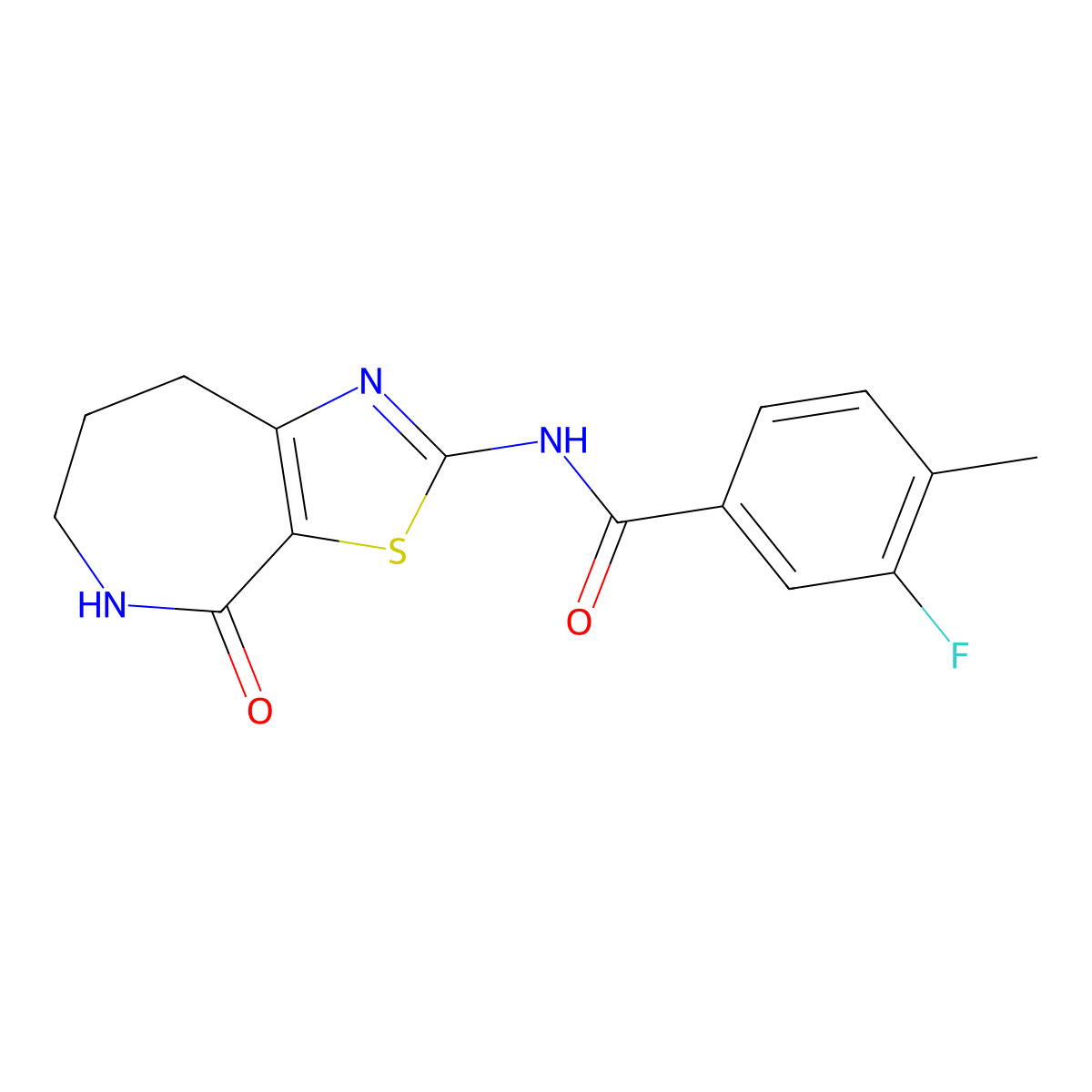 3-fluoro-4-methyl-N-(4-oxo-5,6,7,8-tetrahydro-4H-thiazolo[5,4-c]azepin-2-yl)benzamide molecular structure, CAS 1797570-76-3