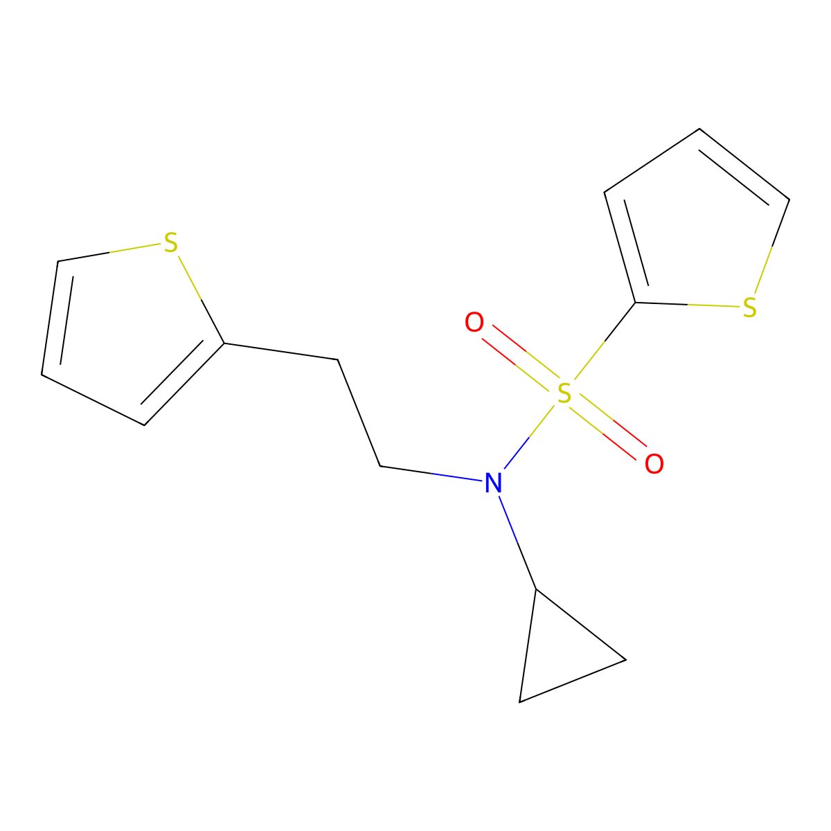 N-cyclopropyl-N-(2-(thiophen-2-yl)ethyl)thiophene-2-sulfonamide molecular structure, CAS 1797570-80-9