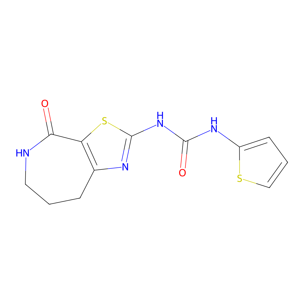 1-(4-oxo-5,6,7,8-tetrahydro-4H-thiazolo[5,4-c]azepin-2-yl)-3-(thiophen-2-yl)urea molecular structure, CAS 1797570-84-3
