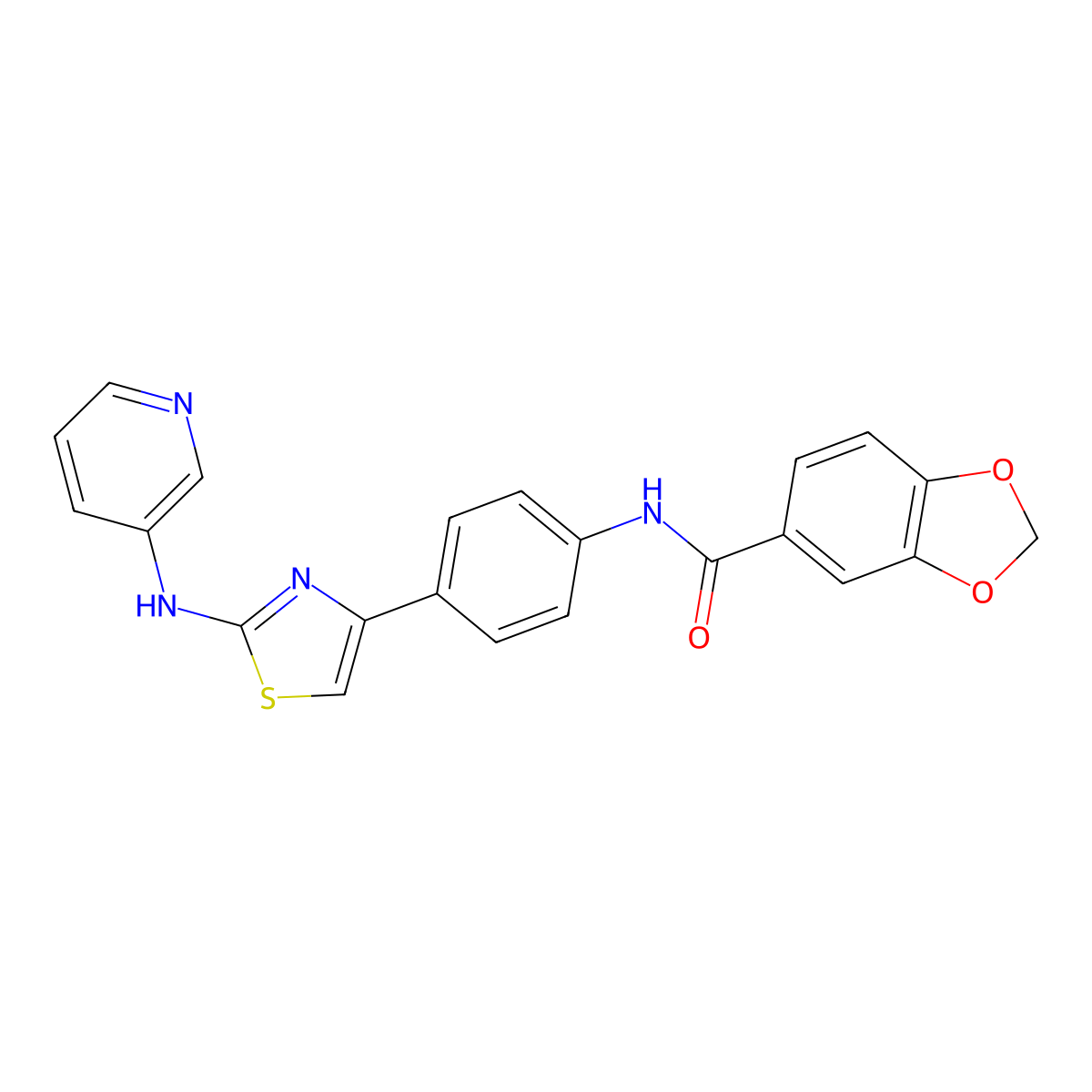 N-(4-(2-(pyridin-3-ylamino)thiazol-4-yl)phenyl)benzo[d][1,3]dioxole-5-carboxamide molecular structure, CAS 1797570-97-8