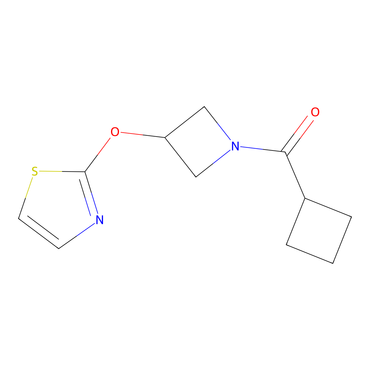 Cyclobutyl(3-(thiazol-2-yloxy)azetidin-1-yl)methanone molecular structure, CAS 1797571-37-9