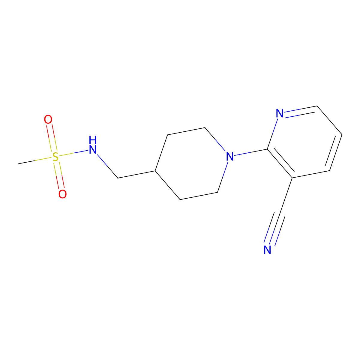 N-{[1-(3-cyanopyridin-2-yl)piperidin-4-yl]methyl}methanesulfonamide molecular structure, CAS 1797571-42-6