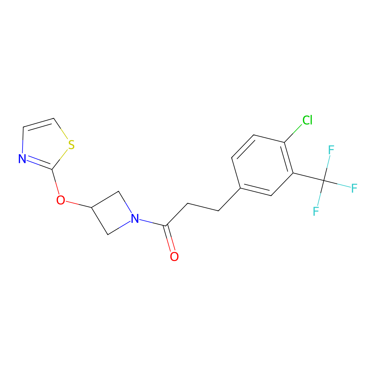 3-(4-Chloro-3-(trifluoromethyl)phenyl)-1-(3-(thiazol-2-yloxy)azetidin-1-yl)propan-1-one molecular structure, CAS 1797571-51-7