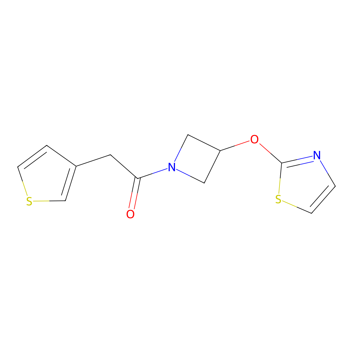 1-(3-(Thiazol-2-yloxy)azetidin-1-yl)-2-(thiophen-3-yl)ethanone molecular structure, CAS 1797571-65-3