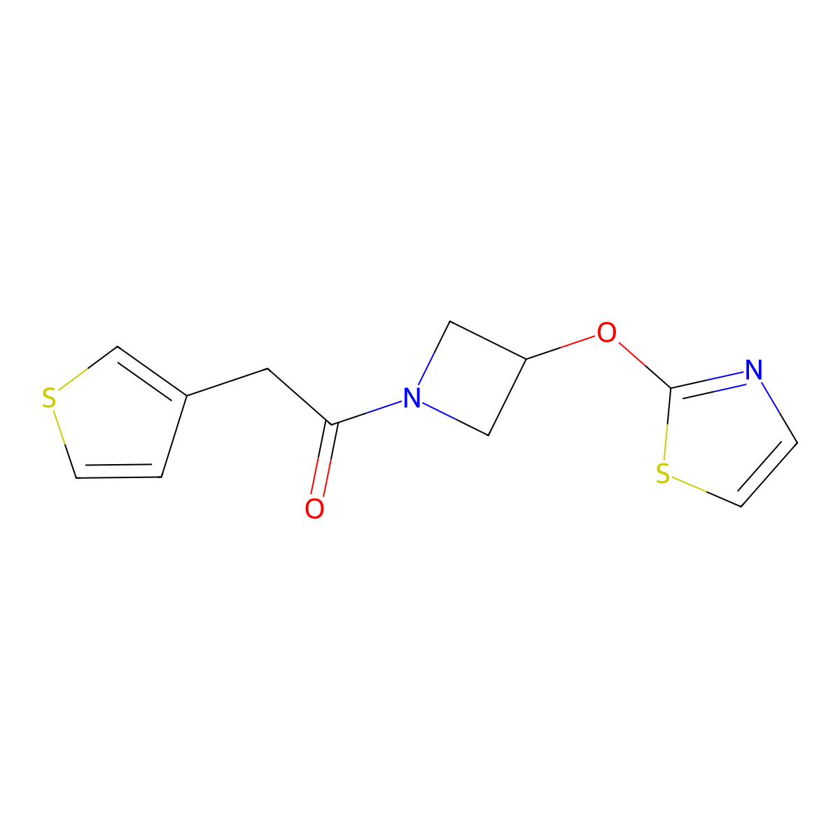 1-(3-(Thiazol-2-yloxy)azetidin-1-yl)-2-(thiophen-3-yl)ethanone molecular structure, CAS 1797571-65-3