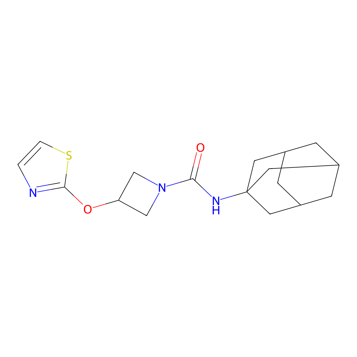 N-(adamantan-1-yl)-3-(1,3-thiazol-2-yloxy)azetidine-1-carboxamide molecular structure, CAS 1797571-74-4