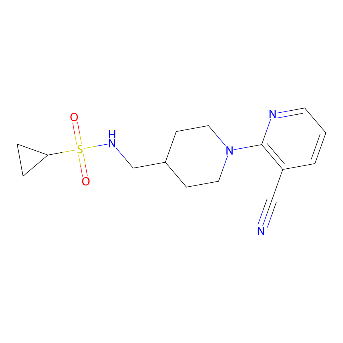 N-{[1-(3-cyanopyridin-2-yl)piperidin-4-yl]methyl}cyclopropanesulfonamide molecular structure, CAS 1797571-98-2
