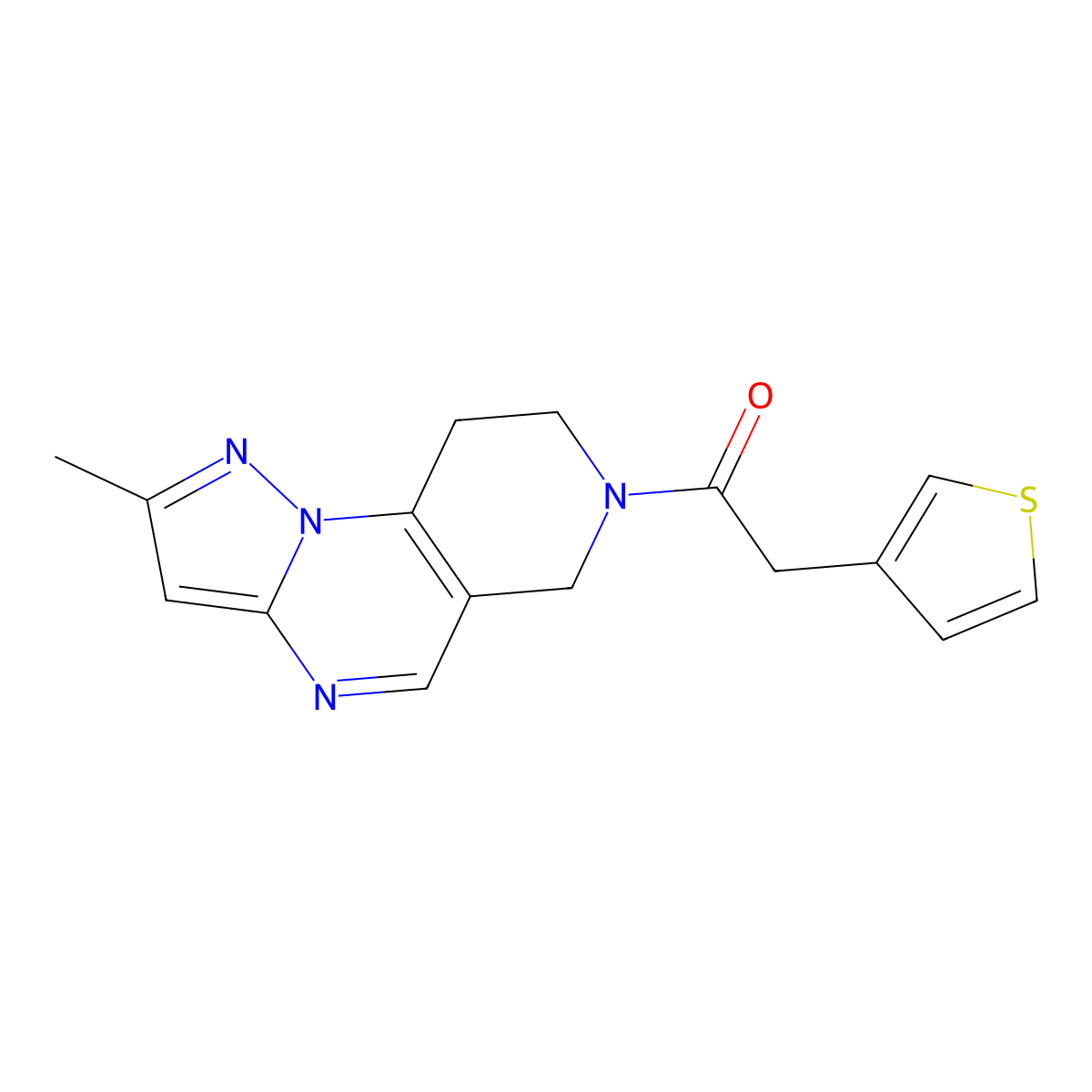 1-(2-methyl-8,9-dihydropyrazolo[1,5-a]pyrido[3,4-e]pyrimidin-7(6H)-yl)-2-(thiophen-3-yl)ethanone molecular structure, CAS 1797572-18-9