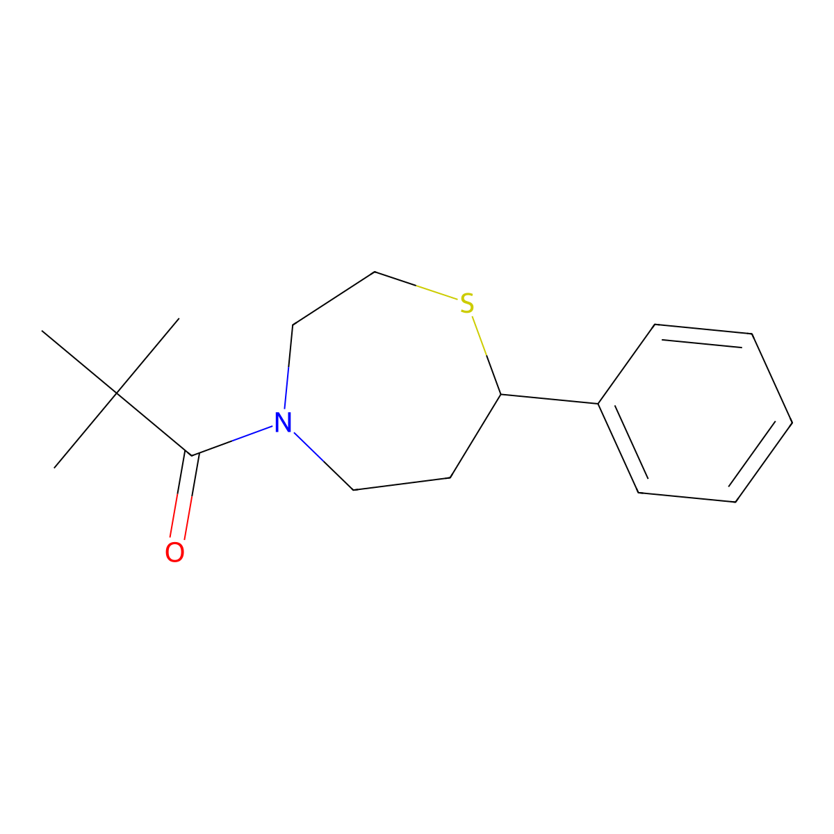 2,2-Dimethyl-1-(7-phenyl-1,4-thiazepan-4-yl)propan-1-one molecular structure, CAS 1797572-58-7