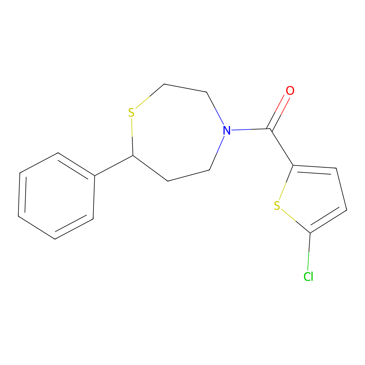 (5-Chlorothiophen-2-yl)(7-phenyl-1,4-thiazepan-4-yl)methanone molecular structure, CAS 1797572-61-2