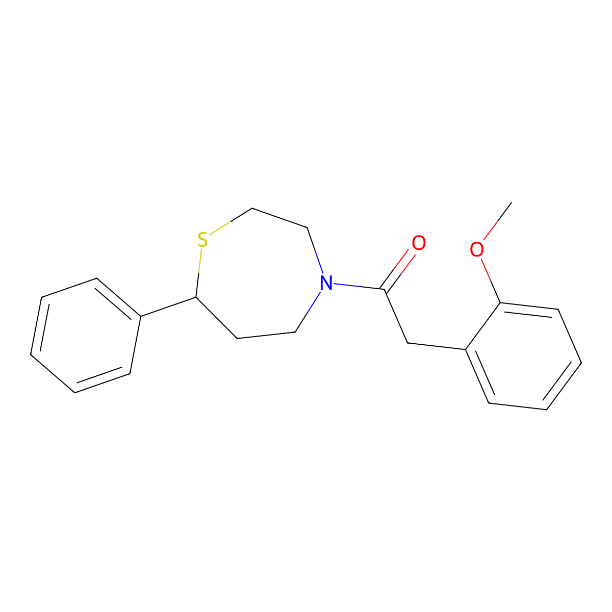 2-(2-Methoxyphenyl)-1-(7-phenyl-1,4-thiazepan-4-yl)ethan-1-one molecular structure, CAS 1797572-69-0
