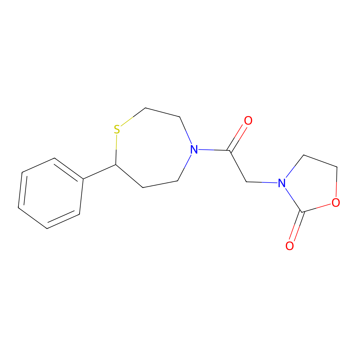 3-(2-Oxo-2-(7-phenyl-1,4-thiazepan-4-yl)ethyl)oxazolidin-2-one molecular structure, CAS 1797572-77-0