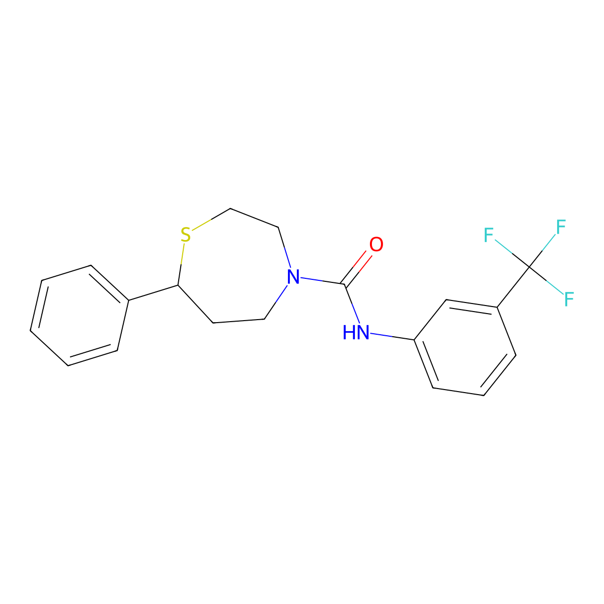 7-phenyl-N-[3-(trifluoromethyl)phenyl]-1,4-thiazepane-4-carboxamide molecular structure, CAS 1797572-90-7