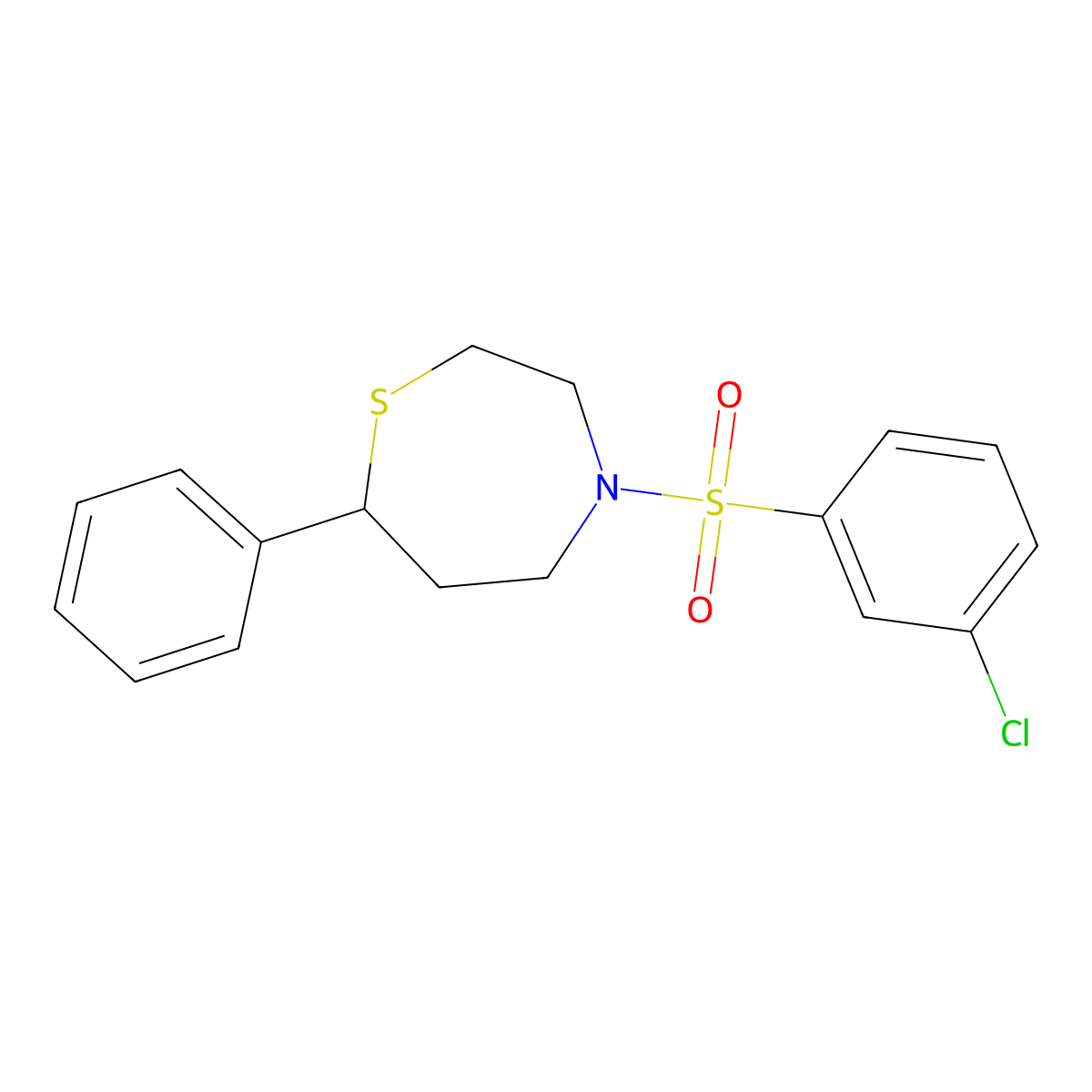 4-((3-Chlorophenyl)sulfonyl)-7-phenyl-1,4-thiazepane molecular structure, CAS 1797573-06-8