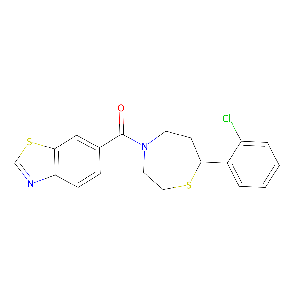Benzo[d]thiazol-6-yl(7-(2-chlorophenyl)-1,4-thiazepan-4-yl)methanone molecular structure, CAS 1797573-36-4