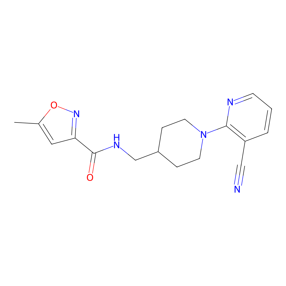 N-((1-(3-cyanopyridin-2-yl)piperidin-4-yl)methyl)-5-methylisoxazole-3-carboxamide molecular structure, CAS 1797573-54-6