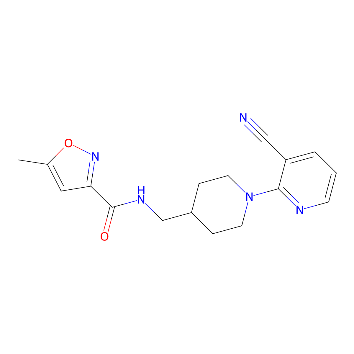 N-((1-(3-cyanopyridin-2-yl)piperidin-4-yl)methyl)-5-methylisoxazole-3-carboxamide molecular structure, CAS 1797573-54-6