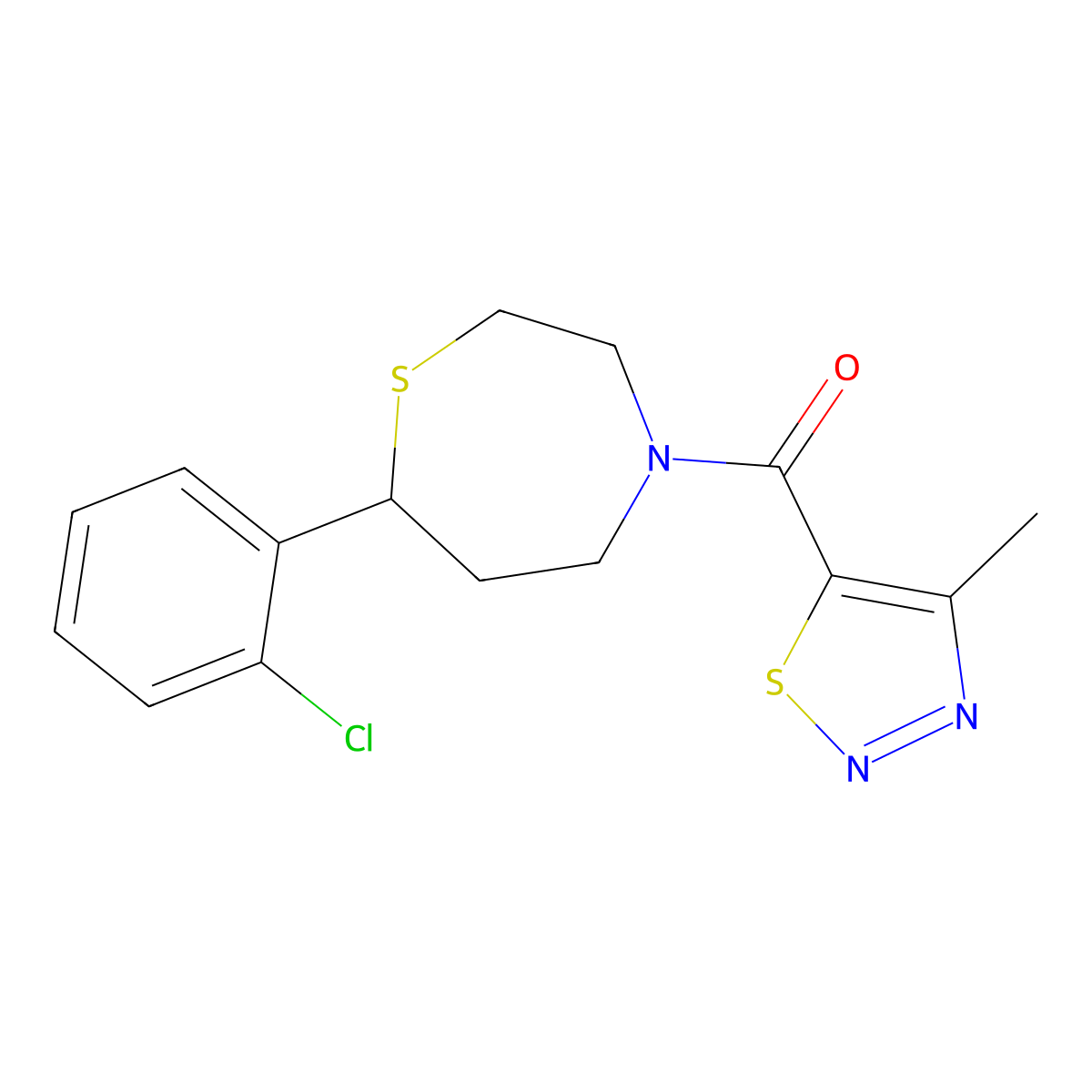 (7-(2-Chlorophenyl)-1,4-thiazepan-4-yl)(4-methyl-1,2,3-thiadiazol-5-yl)methanone molecular structure, CAS 1797573-57-9